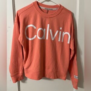 Size S Calvin Klein sweater, neon peach/coral color